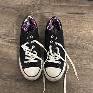 Stylish Black Canvas Sneakers with Colorful Lining